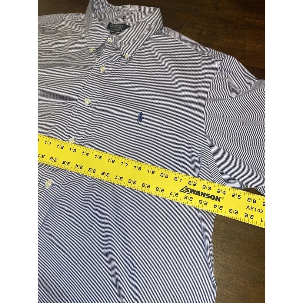 Polo Ralph Lauren Blue White Striped Button Down Dress Shirt - Size 2XL 18-45